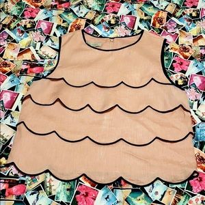 Hobbs of London Sleeveless Linen Scalloped Blouse